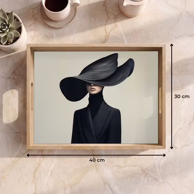 Dienblad - Zwart - Vrouw - Hoed — 9