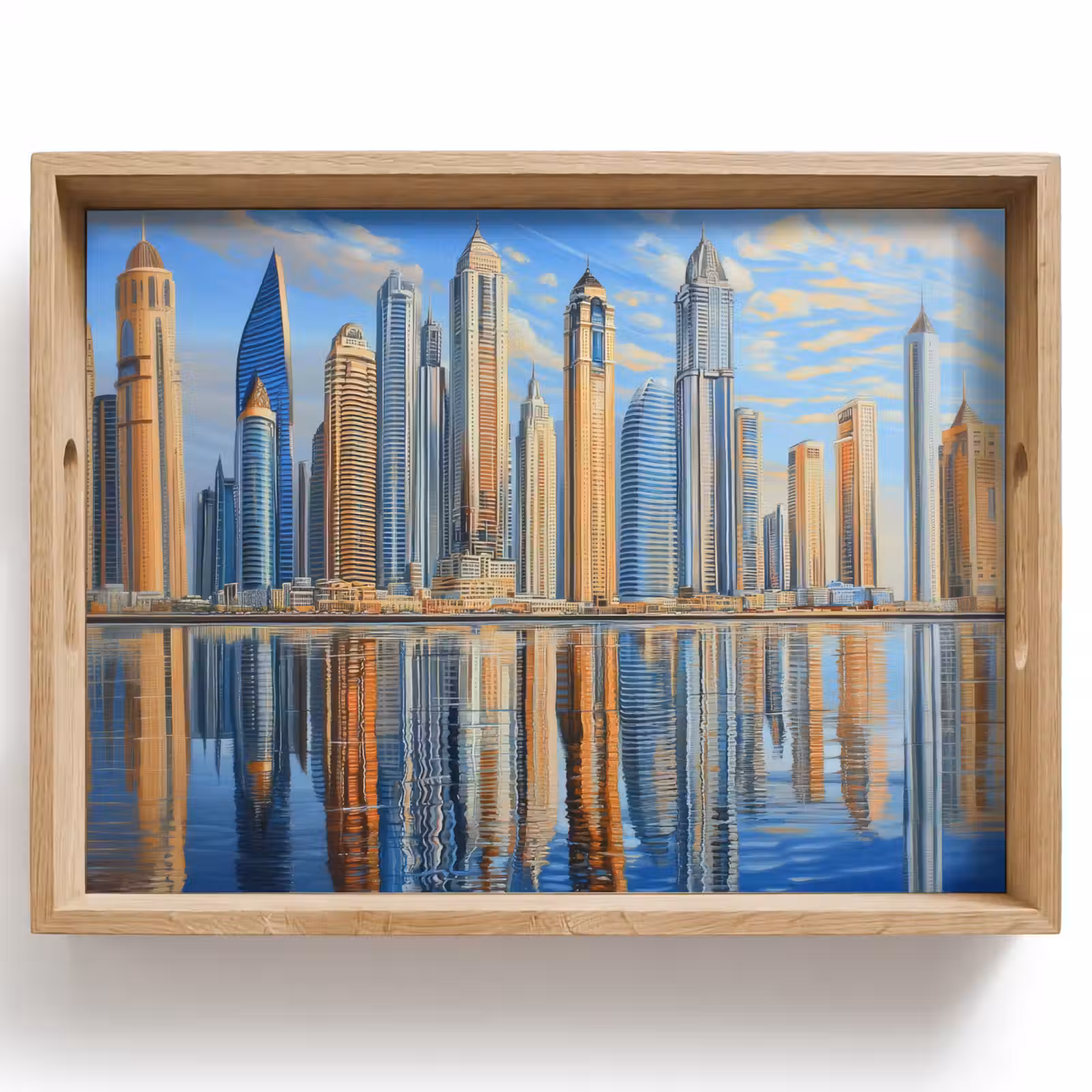 Dienblad - Skyline - Wolkenkrabbers - Water - Blauw — 1