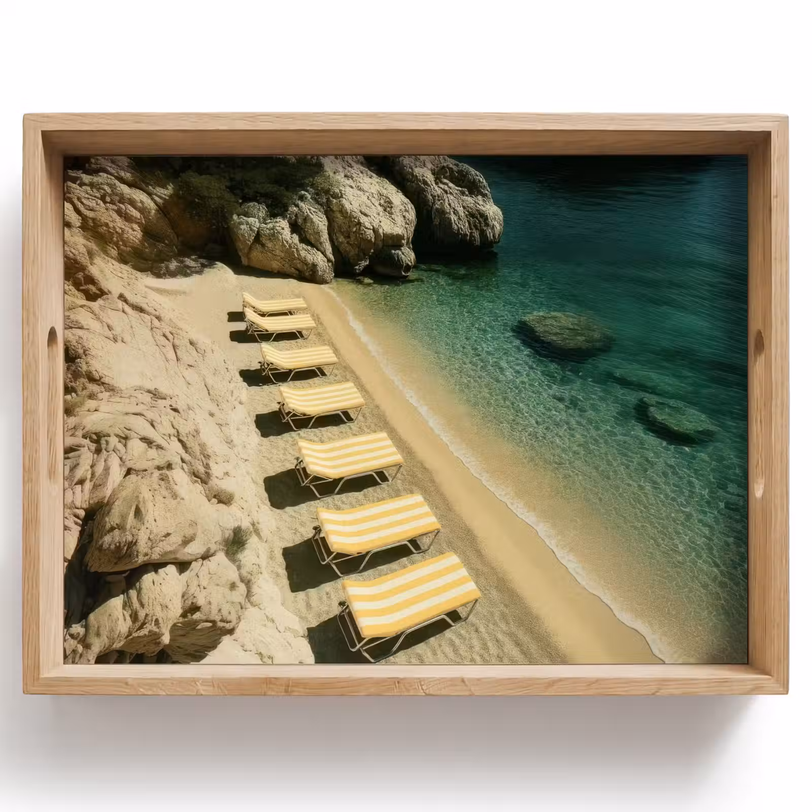 Dienblad - Strandbedden - Zee - Stenen - Baai — 1