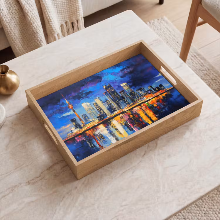 Dienblad - Skyline Toronto - Modern - Stadslicht - Blauw — 2