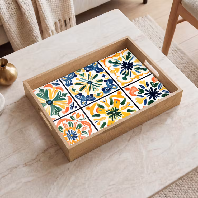 Dienblad - Spaans - Tegels - Keramiek - Bloemen — 2