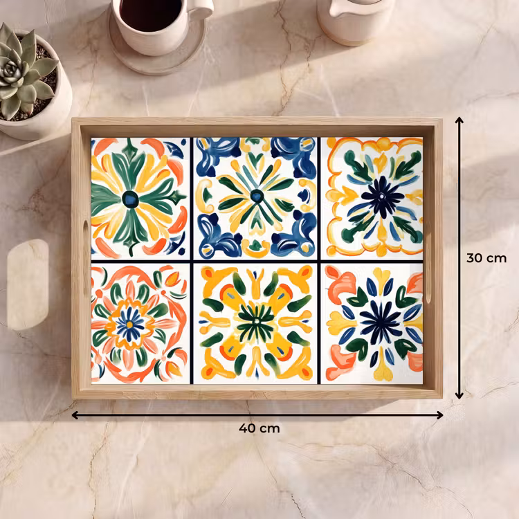 Dienblad - Spaans - Tegels - Keramiek - Bloemen — 9