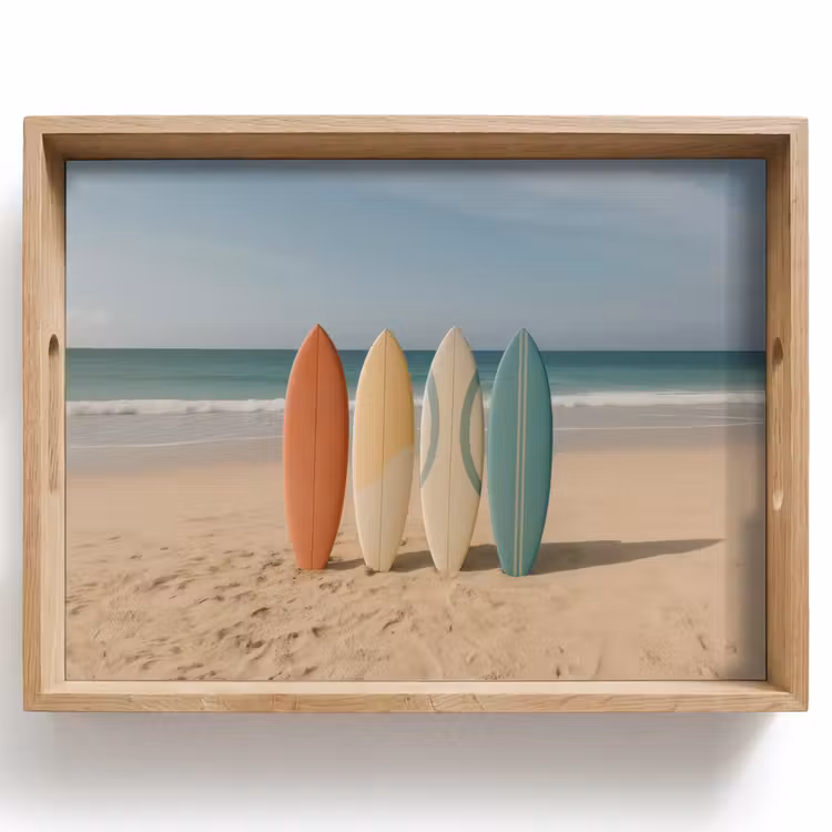 Dienblad - Strand - Surfbord - Pastel — 1