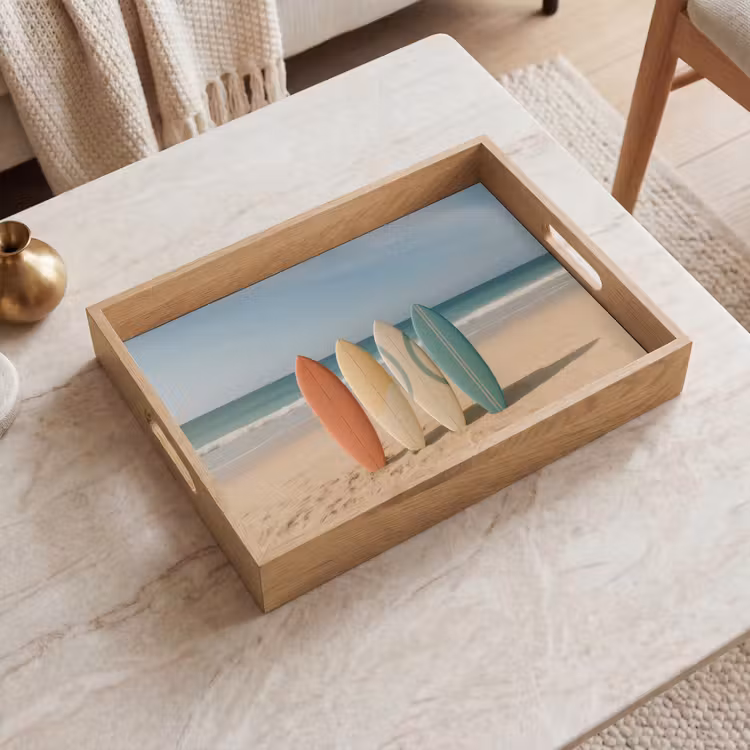 Dienblad - Strand - Surfbord - Pastel — 2