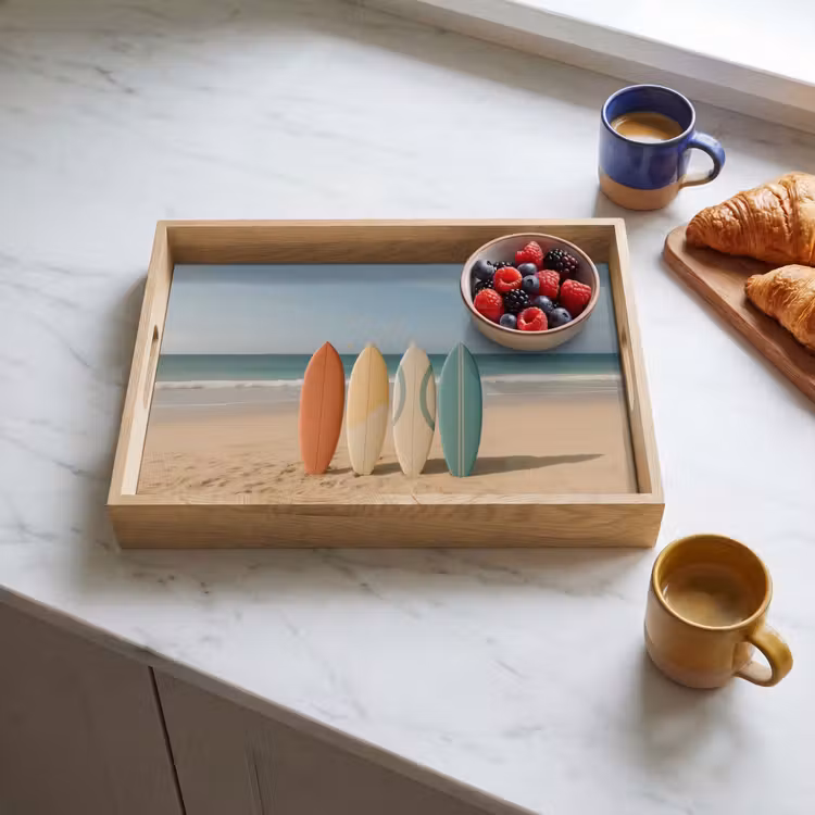 Dienblad - Strand - Surfbord - Pastel — 4