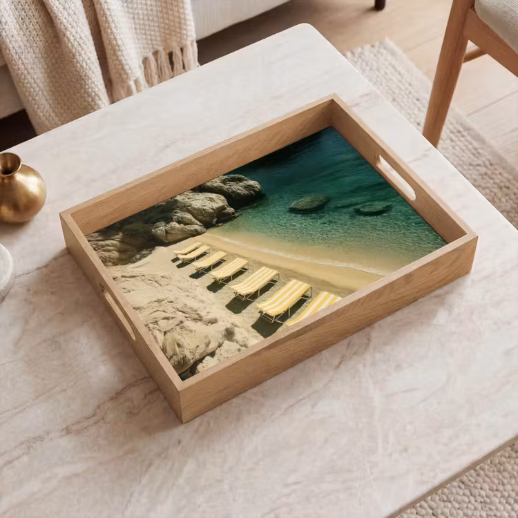 Dienblad - Strandbedden - Zee - Stenen - Baai — 2