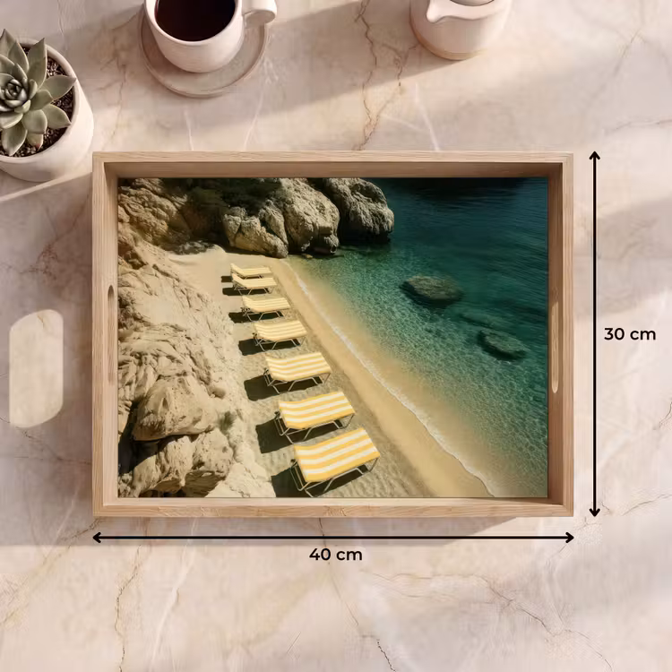 Dienblad - Strandbedden - Zee - Stenen - Baai — 9