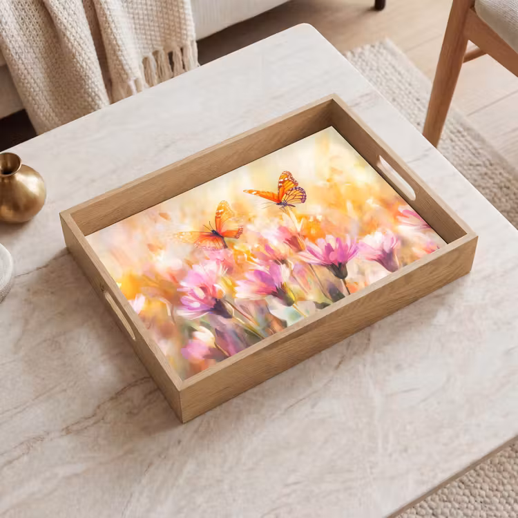 Dienblad - Vlinders - Oranje - Bloemen — 2