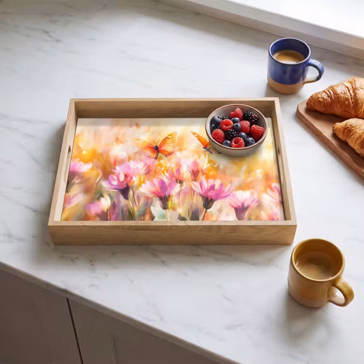 Dienblad - Vlinders - Oranje - Bloemen — 4