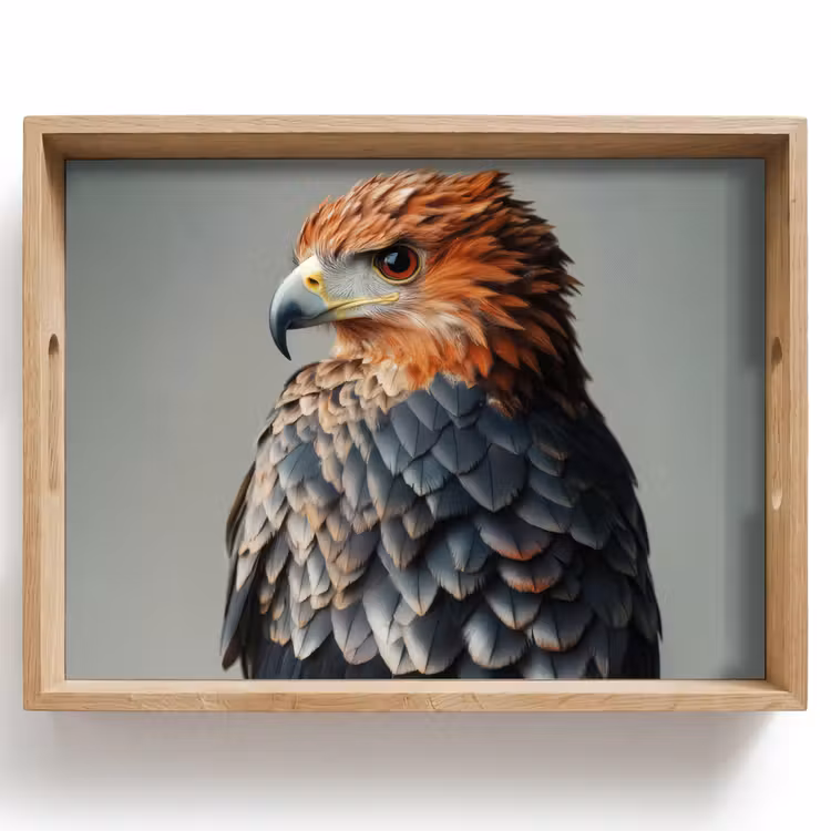 Dienblad - Vogel - Realistisch - Veren - Bruin — 1