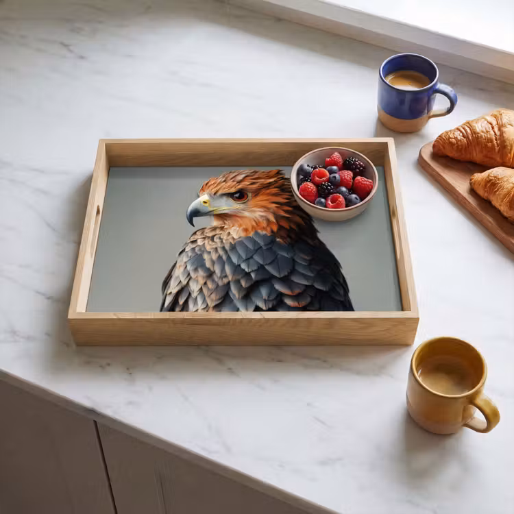 Dienblad - Vogel - Realistisch - Veren - Bruin — 4