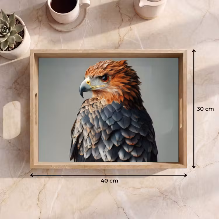 Dienblad - Vogel - Realistisch - Veren - Bruin — 9