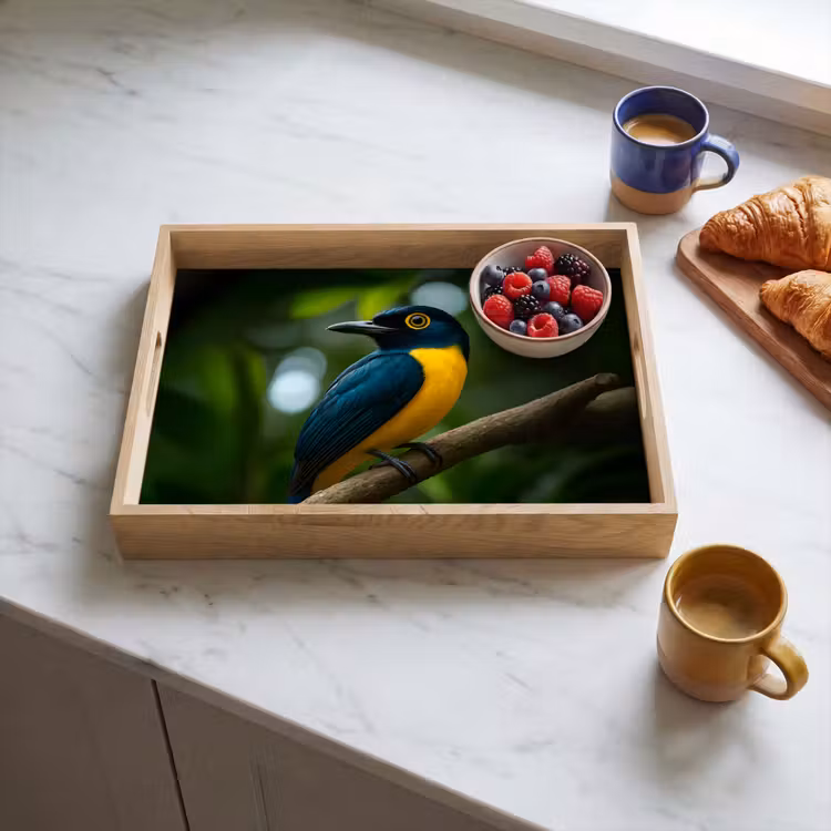 Dienblad - Vogel - Tak - Geel - Bladeren — 4