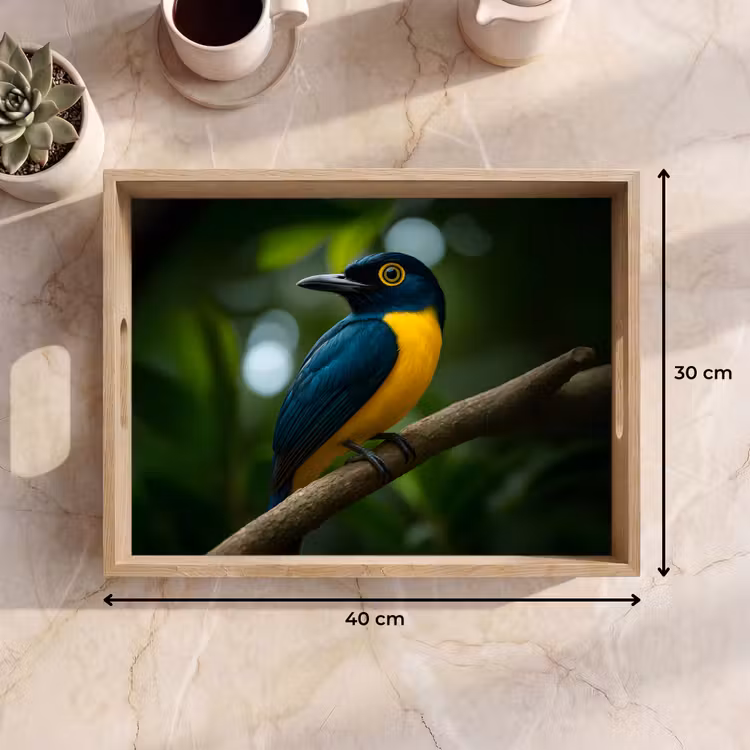 Dienblad - Vogel - Tak - Geel - Bladeren — 9