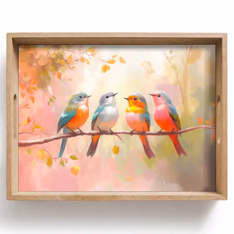 Dienblad - Vogels - Kleurrijk - Tak — 1