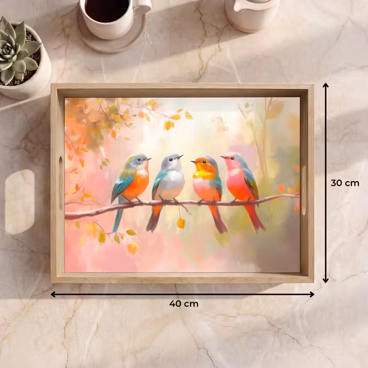 Dienblad - Vogels - Kleurrijk - Tak — 9