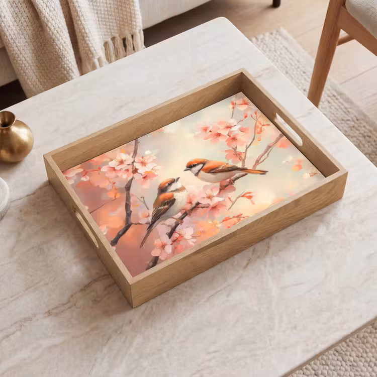 Dienblad - Vogels - Romantic - Bloesemtak — 2