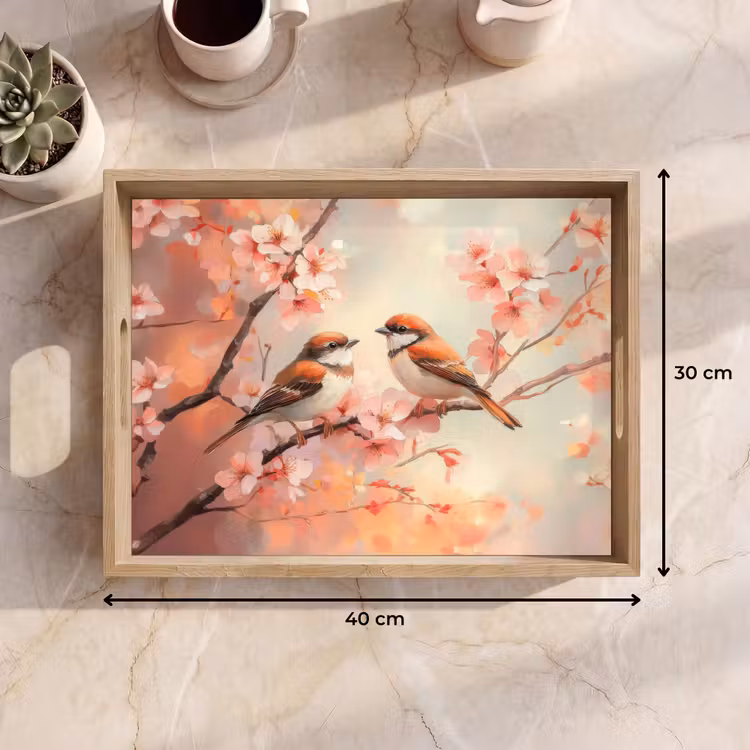 Dienblad - Vogels - Romantic - Bloesemtak — 9