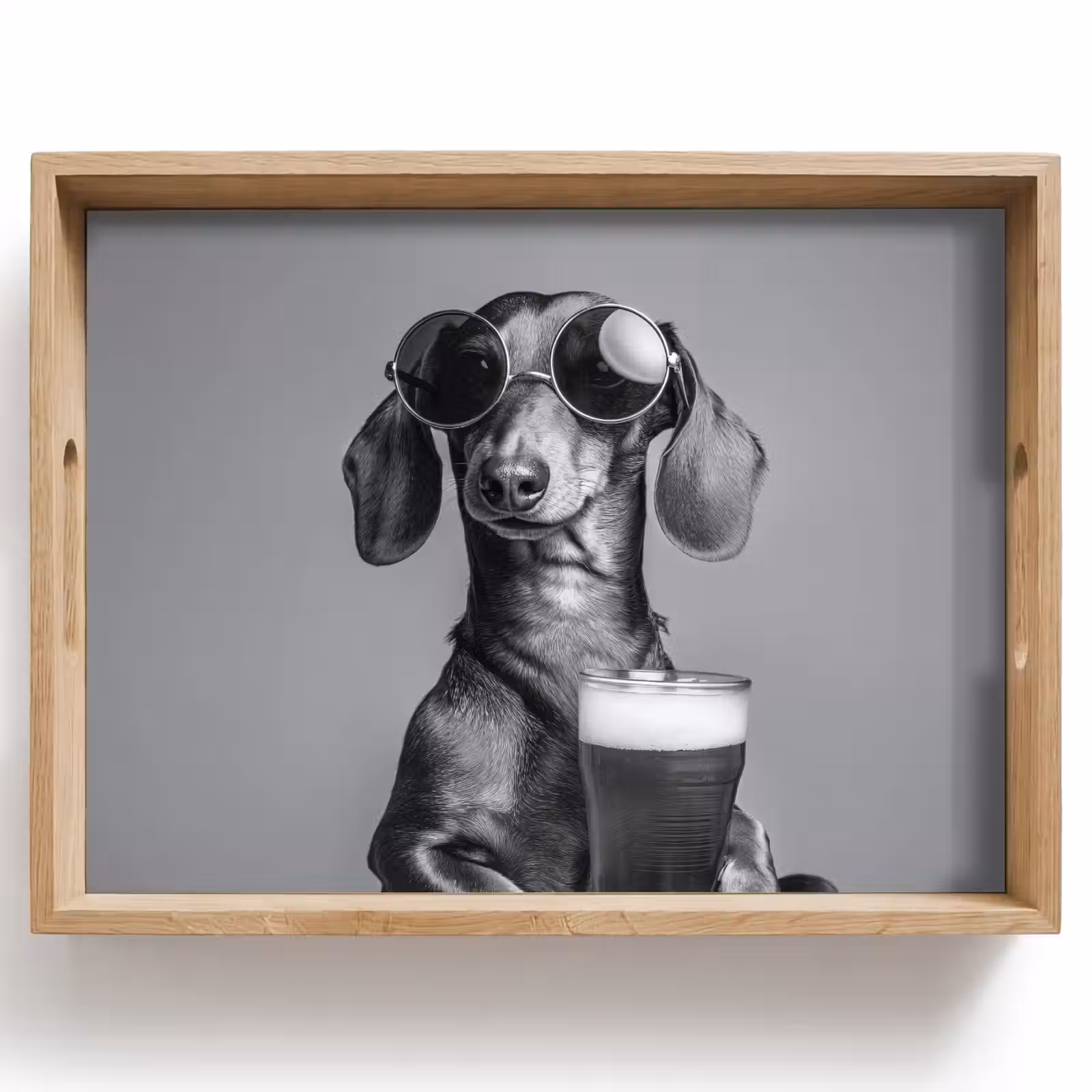 Dienblad - Teckel - Bier - Glas - Bril — 1