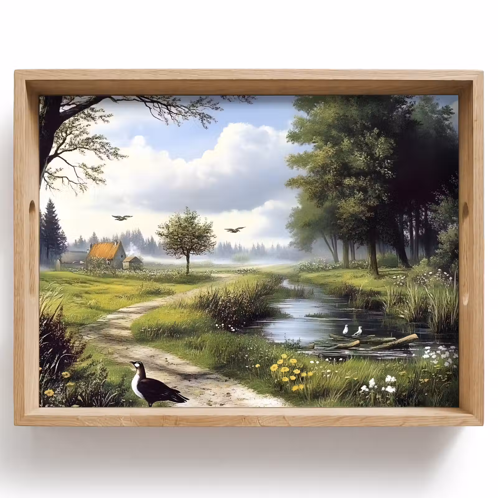 Dienblad - Zandpad - Groen landschap - Water — 1