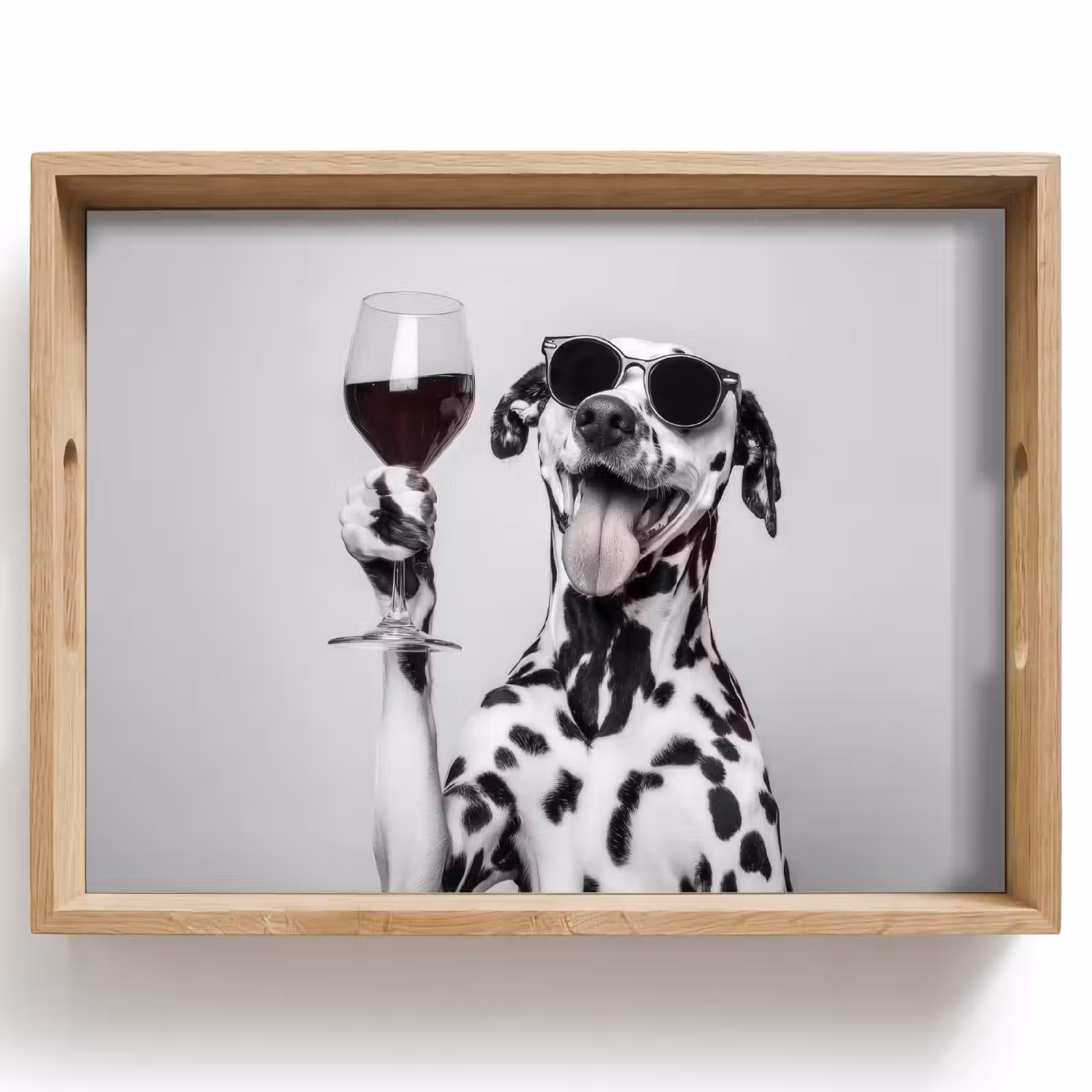 Dienblad - Zonnebril - Dalmatiër - Wijnglas - Tong — 1