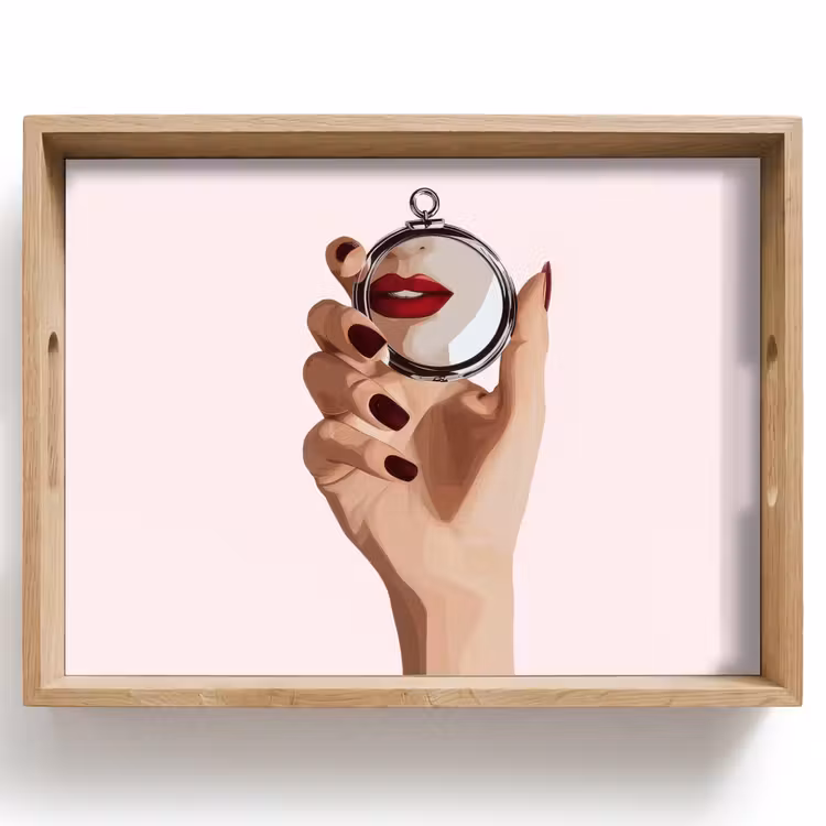 Dienblad - Spiegel - Rode lippen — 1