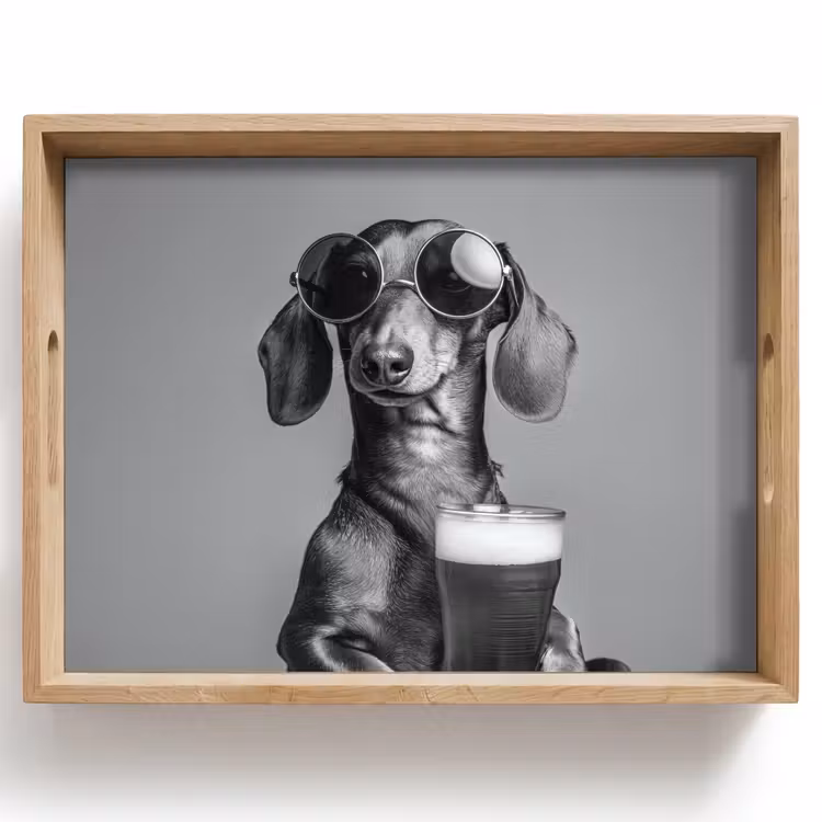 Dienblad - Teckel - Bier - Glas - Bril — 1