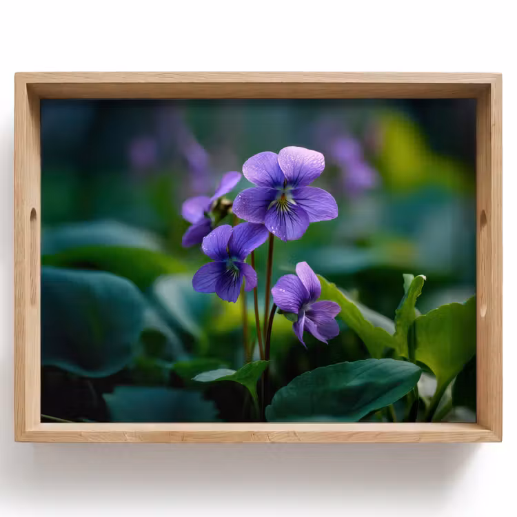 Dienblad - Viooltjes - Paars - Bloem - Bladeren — 1