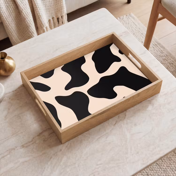 Dienblad - Vlekkenpatroon - Koe - Beige — 2