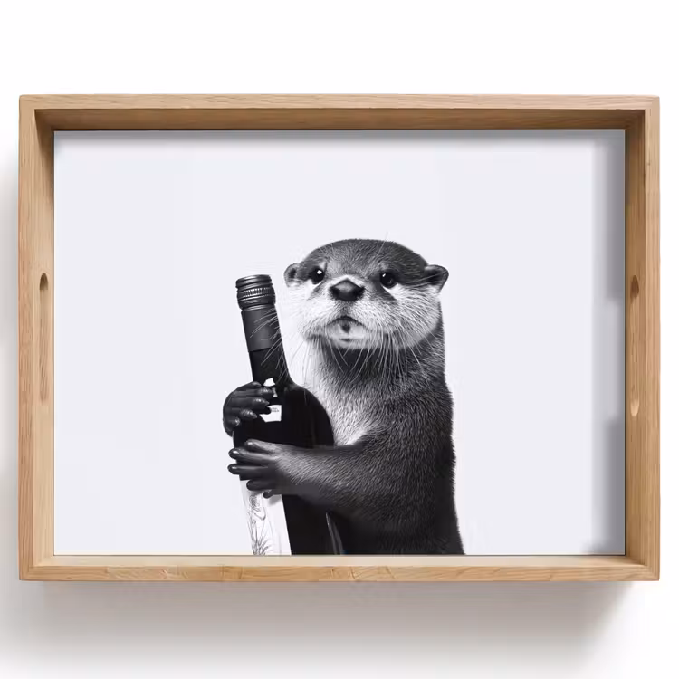Dienblad - Wijnfles - Otter - Zwart — 1