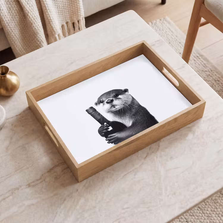 Dienblad - Wijnfles - Otter - Zwart — 2
