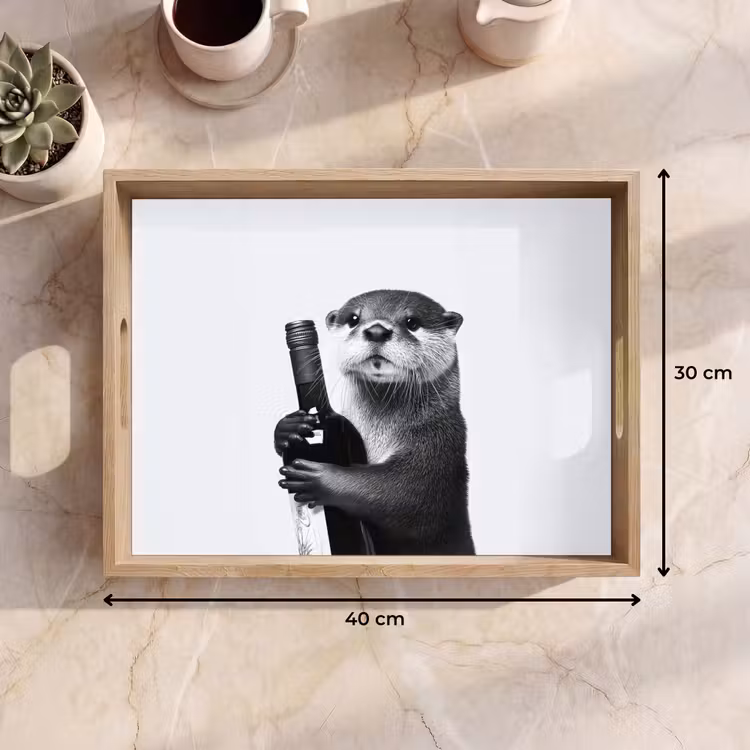 Dienblad - Wijnfles - Otter - Zwart — 9