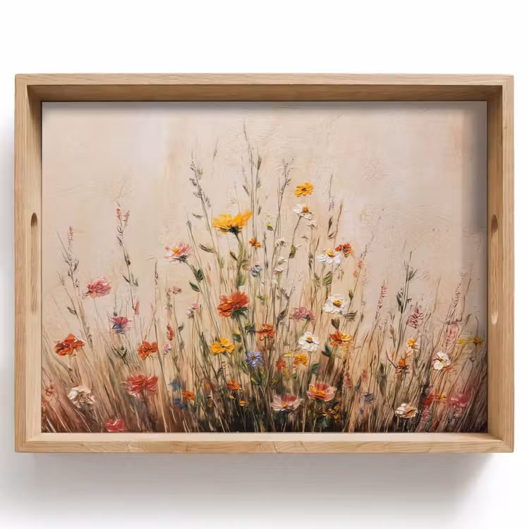 Dienblad - Wilde bloemen - Penseelstreken - Rustgevend — 1
