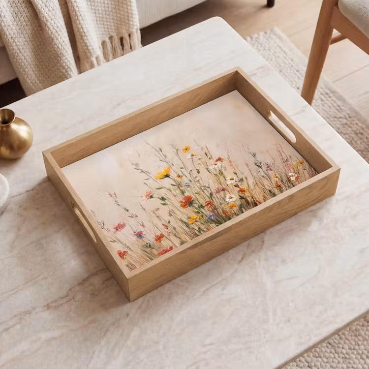 Dienblad - Wilde bloemen - Penseelstreken - Rustgevend — 2