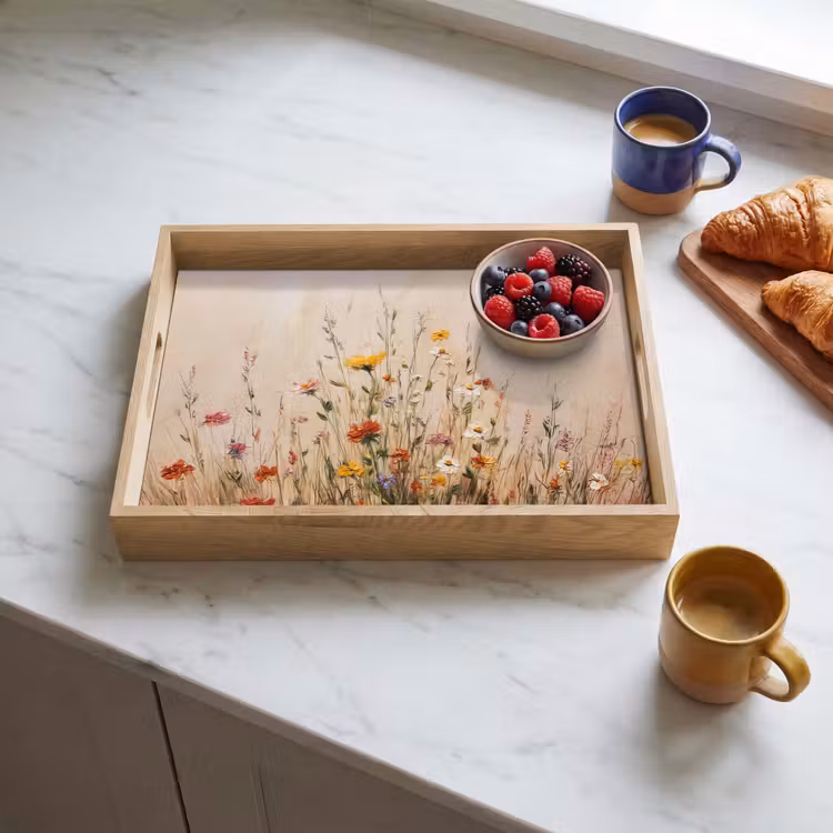Dienblad - Wilde bloemen - Penseelstreken - Rustgevend — 4