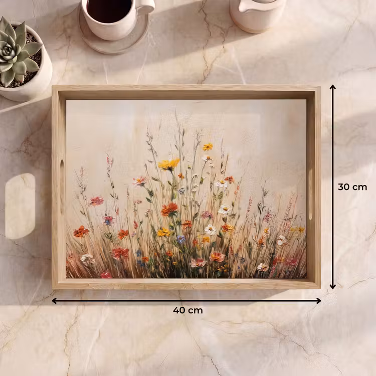 Dienblad - Wilde bloemen - Penseelstreken - Rustgevend — 9