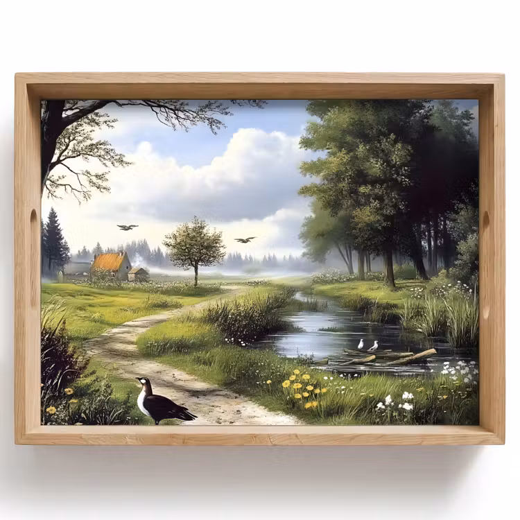 Dienblad - Zandpad - Groen landschap - Water — 1