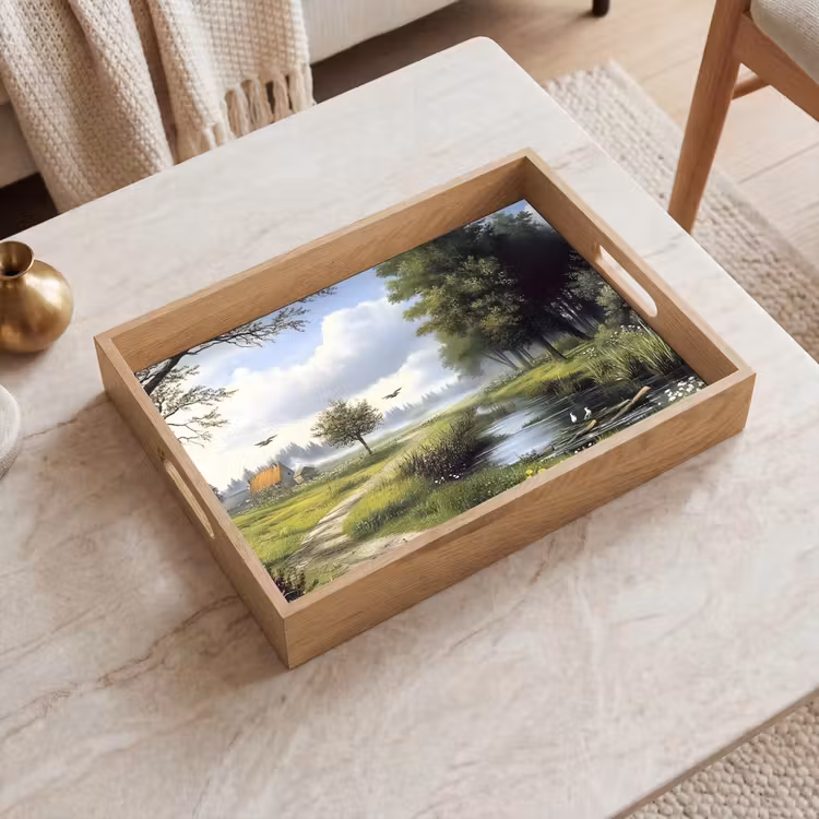 Dienblad - Zandpad - Groen landschap - Water — 2