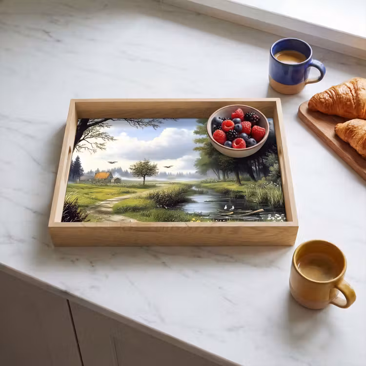 Dienblad - Zandpad - Groen landschap - Water — 4