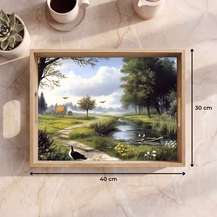 Dienblad - Zandpad - Groen landschap - Water — 9