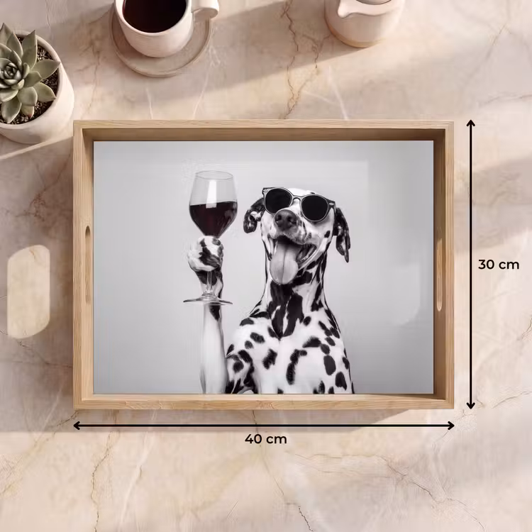 Dienblad - Zonnebril - Dalmatiër - Wijnglas - Tong — 9