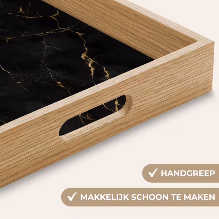 Dienblad - Zwart marmer - Gouden aders - Klassiek — 5