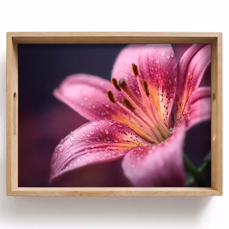 Dienblad - Roze - lelie - Dauwdruppels — 1
