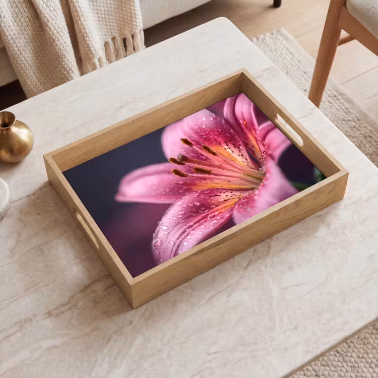 Dienblad - Roze - lelie - Dauwdruppels — 2