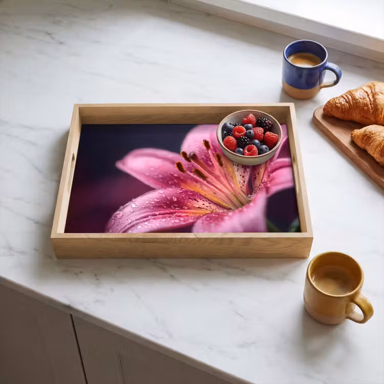 Dienblad - Roze - lelie - Dauwdruppels — 4