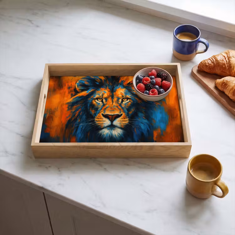 Dienblad - Schilderij - Leeuwenkop - Oranje — 4