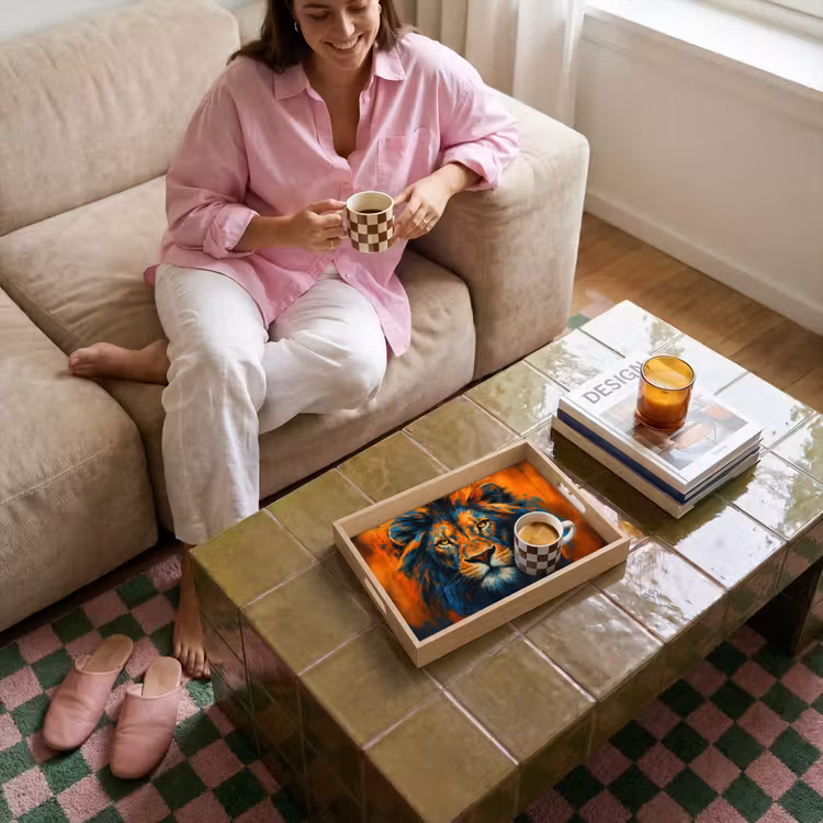 Dienblad - Schilderij - Leeuwenkop - Oranje — 6