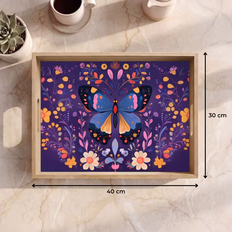 Dienblad - Sierlijk - Bloemen - Vlinder - Paars — 9