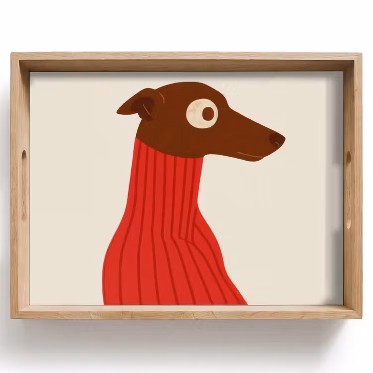 Dienblad - Silhouet - Hond - Trui - Rood — 1