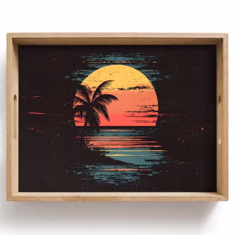 Dienblad - Strand - Minimalistisch - Zon - Oranje — 1